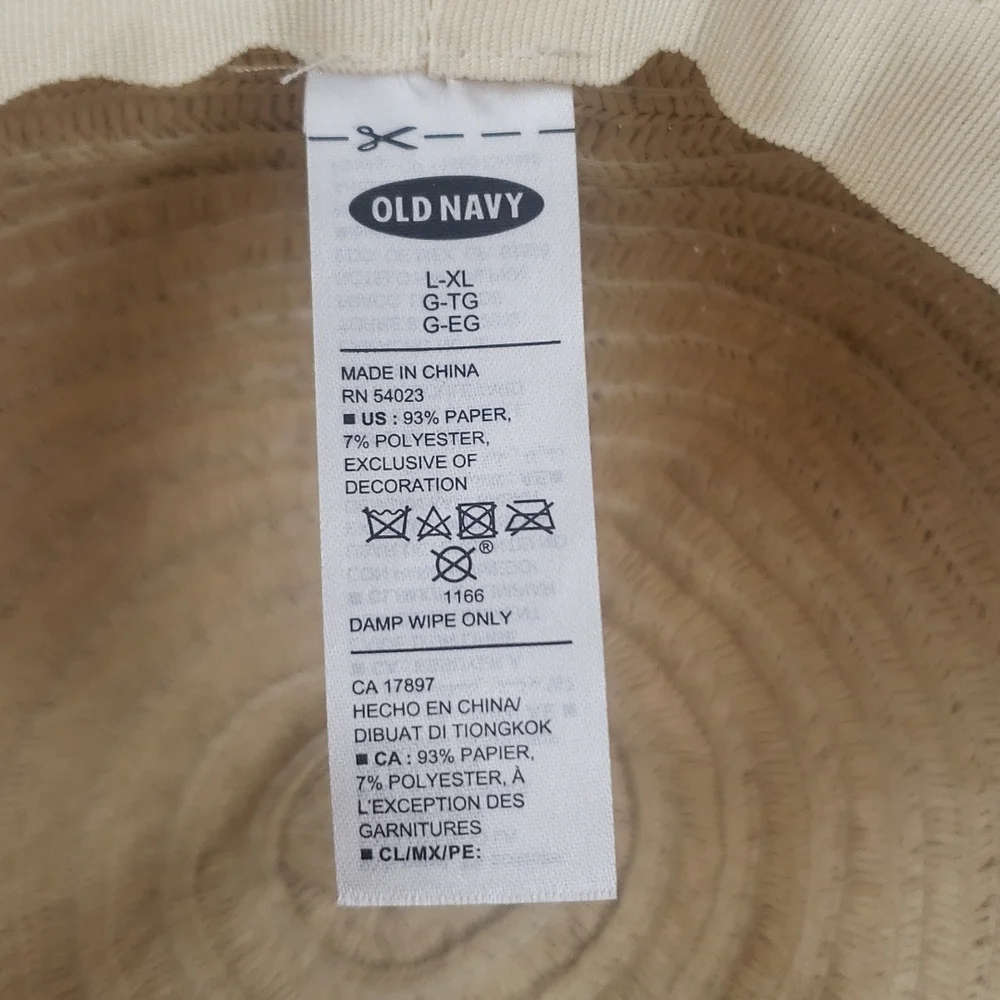 Old Navy straw paper beach hat with colorful edge detail Size L/XL - Picture 5 of 7